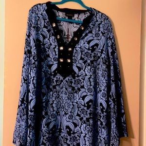 Navy blue and light blue beach cover-up